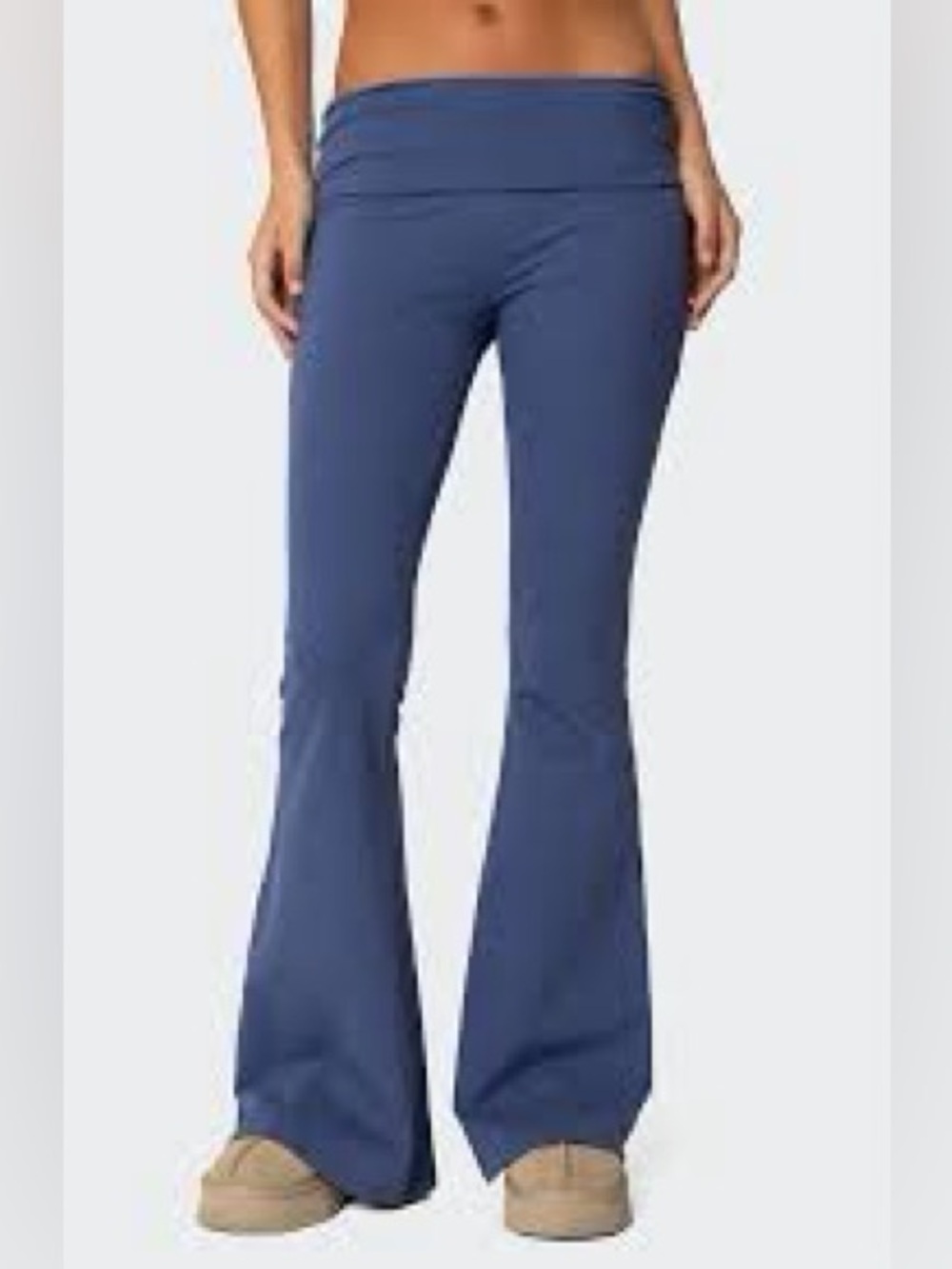 JoyLab Low-Rise Foldover Waistband Flared Leggings - Vintage Indigo - L